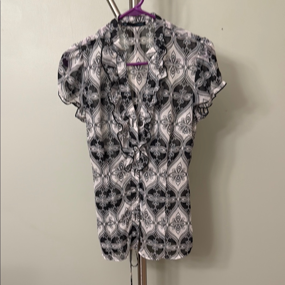 Maurices Black and White Geometric Blouse